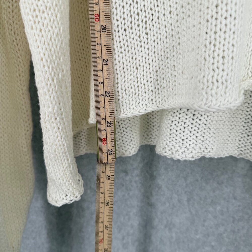 Wooden Ships Game On Football Open Knit Sweater Size M/L White Blue Oversized - Picture 10 of 11